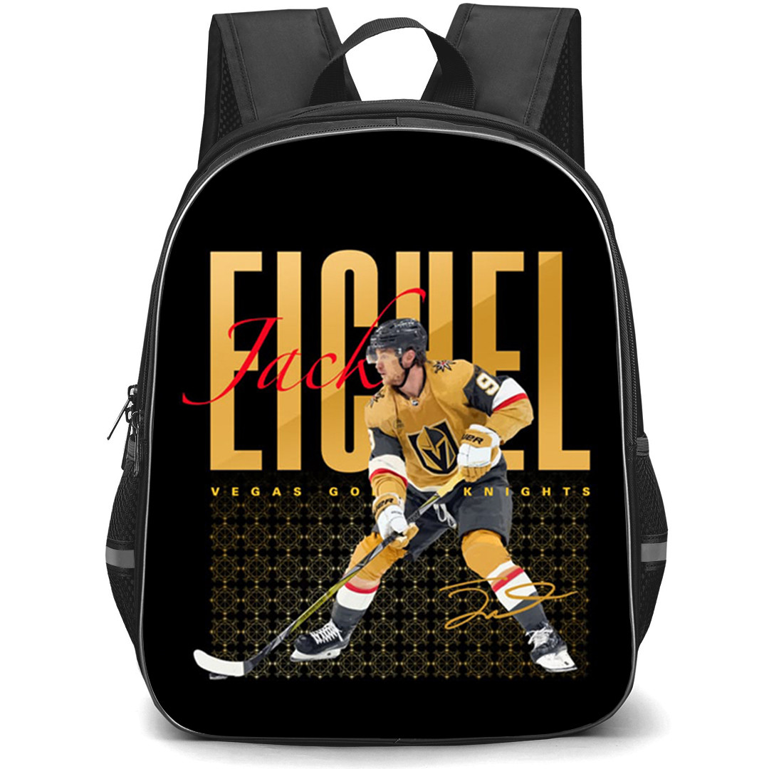 NHL Jack Eichel Backpack School Bag StudentPack - Jack Eichel Vegas Golden Knights Black Gold Aesthetic Poster