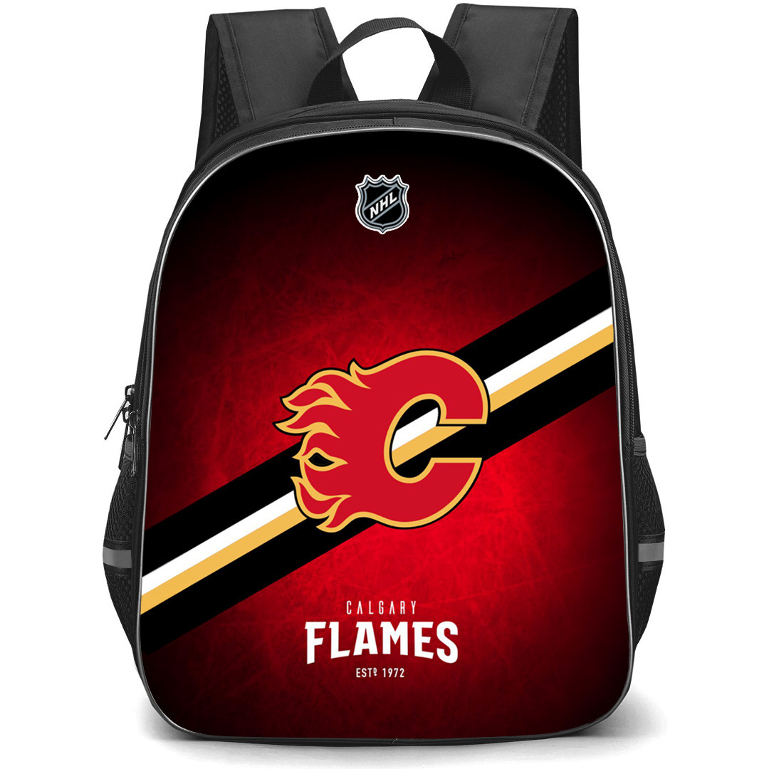 NHL Calgary Flames Backpack StudentPack - Team Logo Stripe Red Background