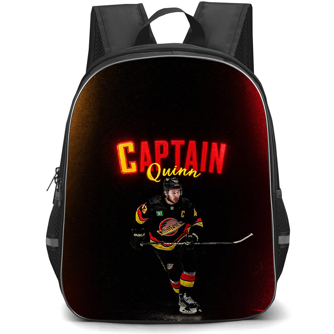 NHL Quinn Hughes Backpack School Bag StudentPack - Quinn Hughes Vancouver Canucks Captain Quinn Glow Poster