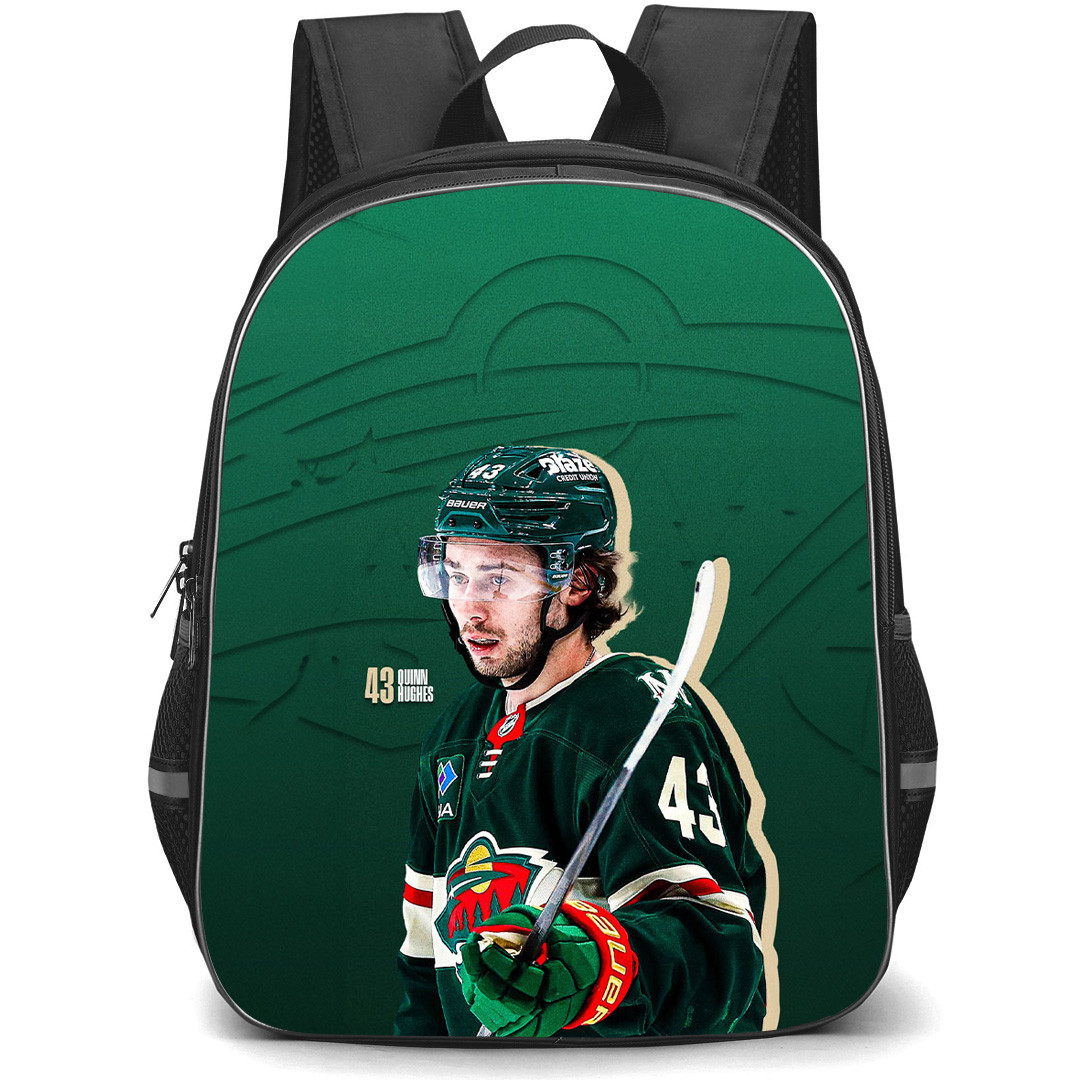 NHL Quinn Hughes Backpack School Bag StudentPack - Quinn Hughes Vancouver Canucks Green Aesthetic Portrait Poster