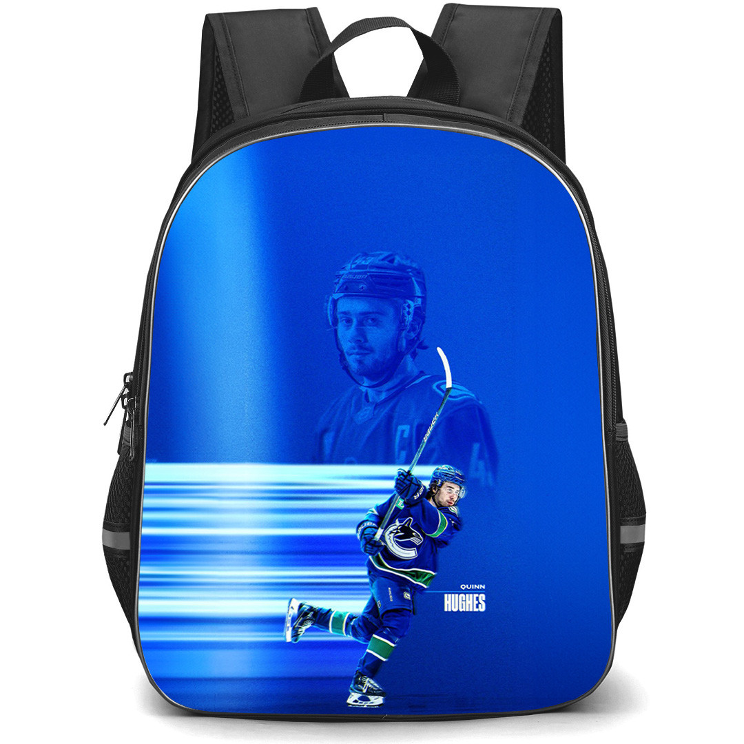 NHL Quinn Hughes Backpack School Bag StudentPack - Quinn Hughes Vancouver Canucks Neon Ice Speed Edition Poster