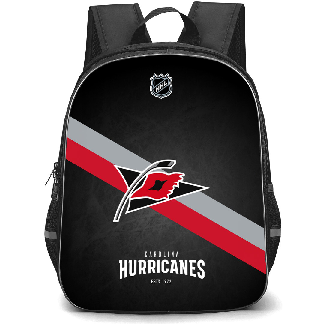 NHL Carolina Hurricanes Backpack StudentPack - Team 1997 Logo Stripe On Black Background