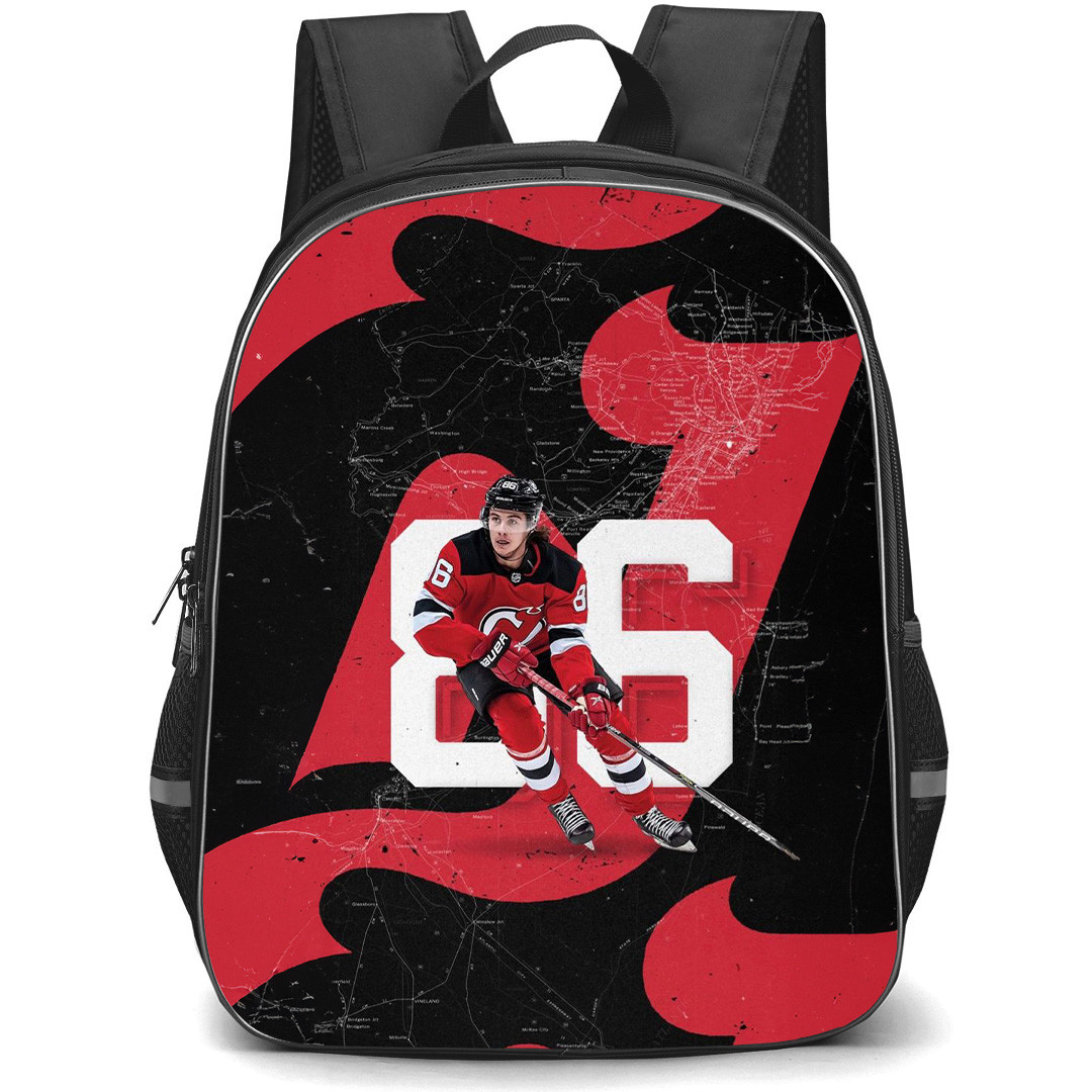 NHL Jack Hughes Backpack School Bag StudentPack - Jack Hughes New Jersey Devils Urban Map Aesthetic Poster