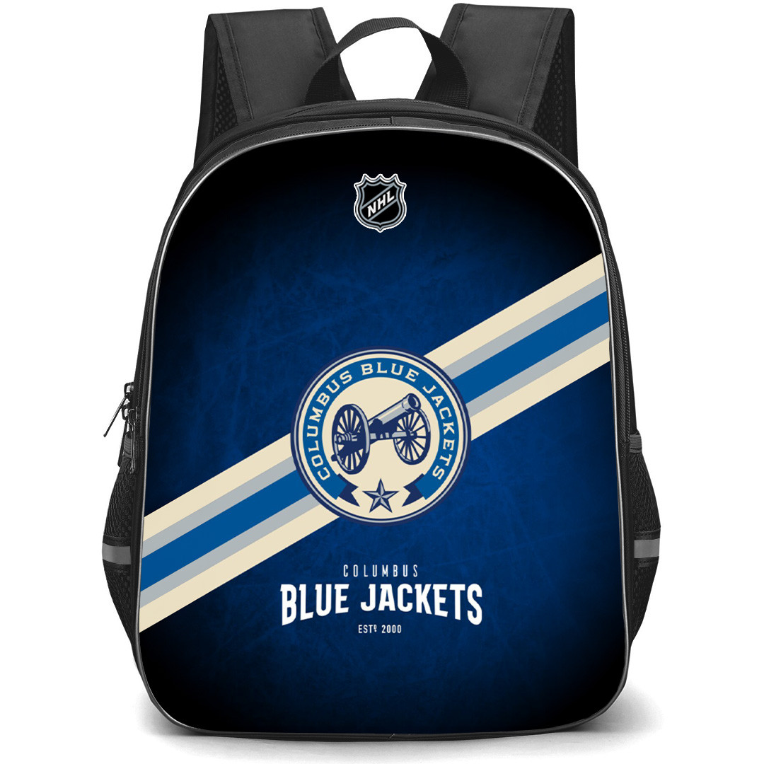NHL Columbus Blue Jackets Backpack StudentPack - Team 2010 Logo Stripe On Blue Background