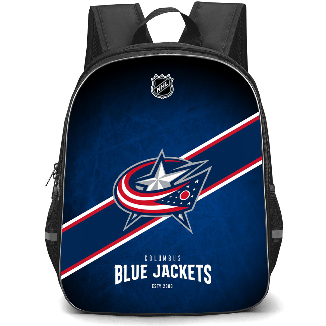 NHL Columbus Blue Jackets Backpack StudentPack - Team Logo Stripe On Blue Background