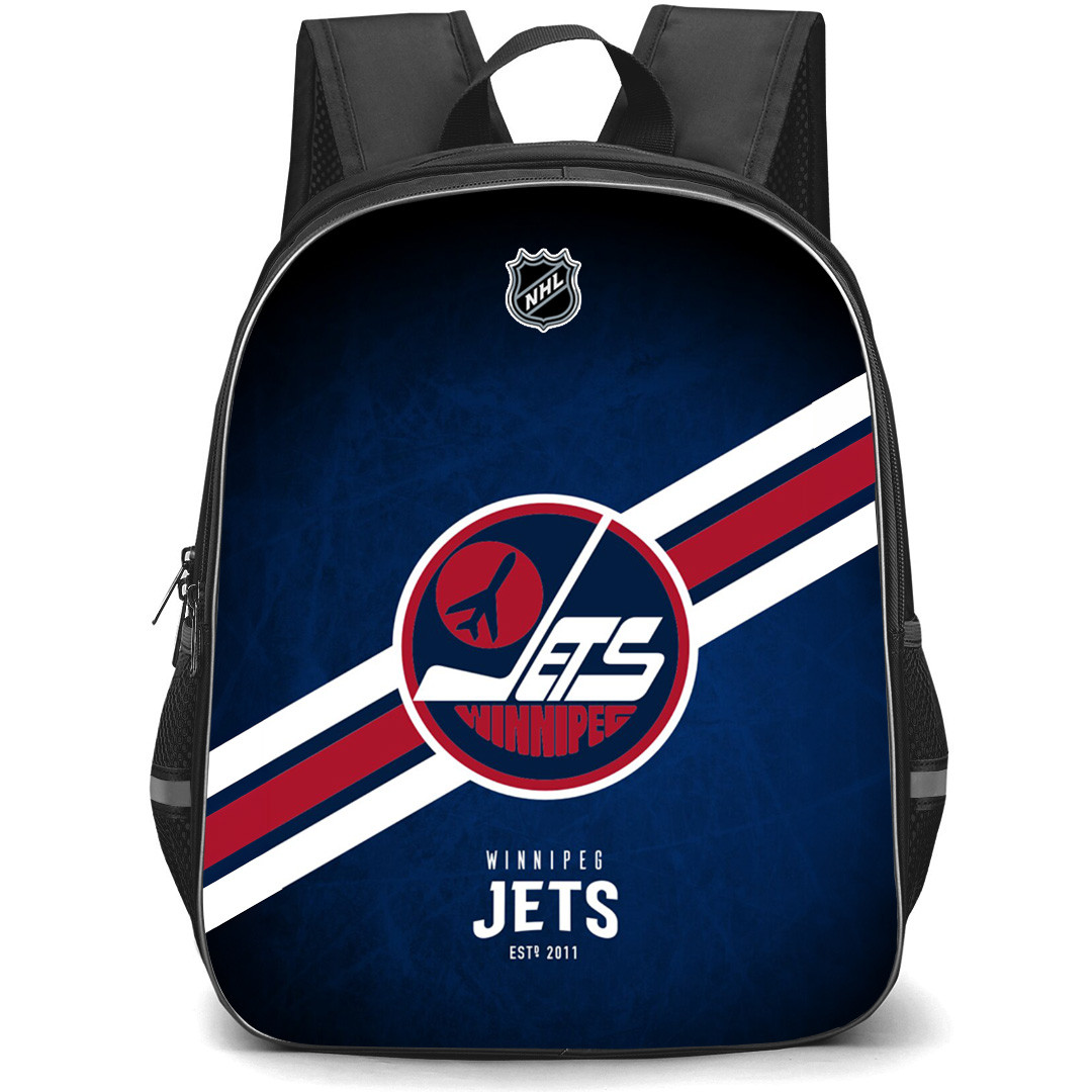 NHL Winnipeg Jets Backpack StudentPack - Team 1979 Logo Stripe On Blue Background