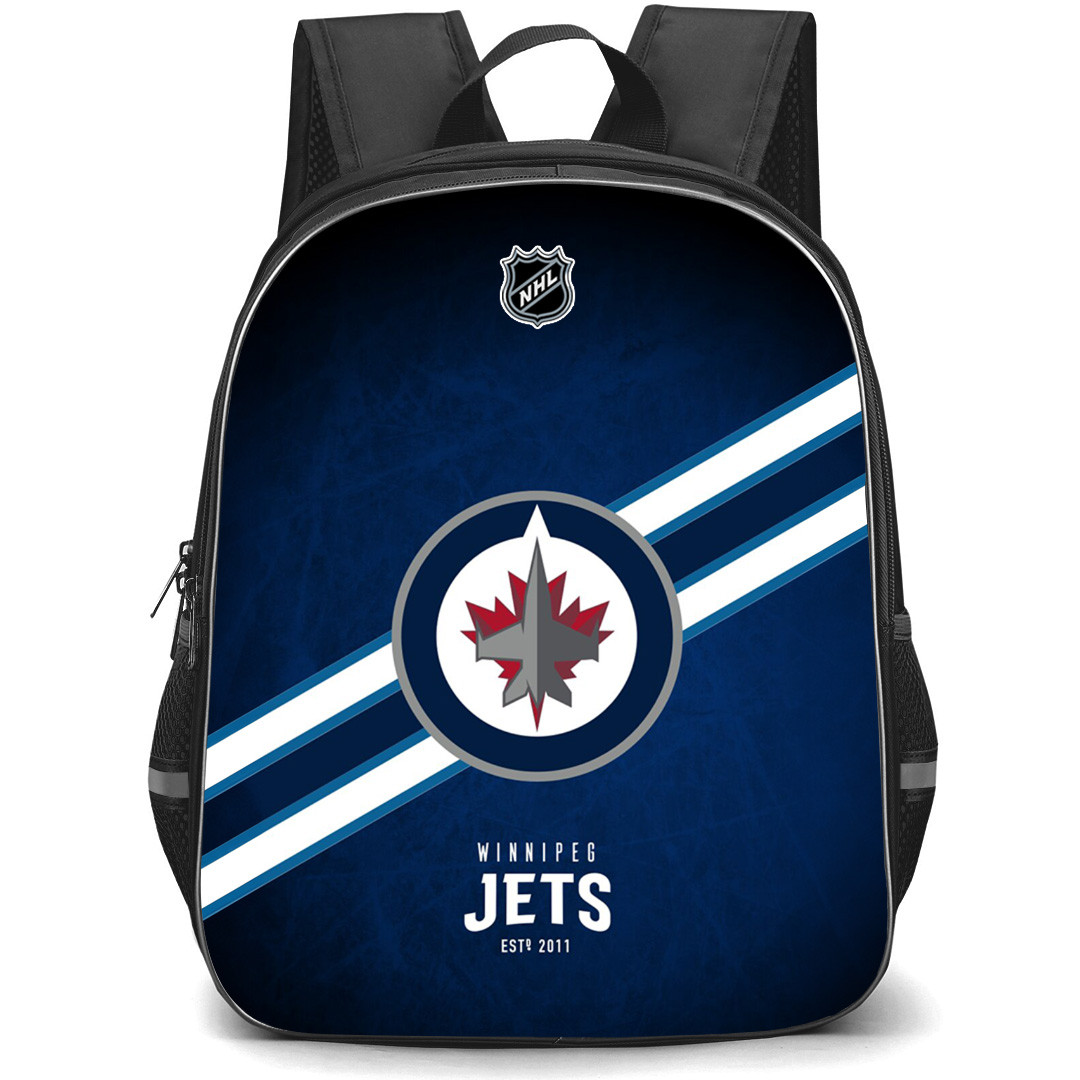 NHL Winnipeg Jets Backpack StudentPack - Team Logo Stripe On Blue Background