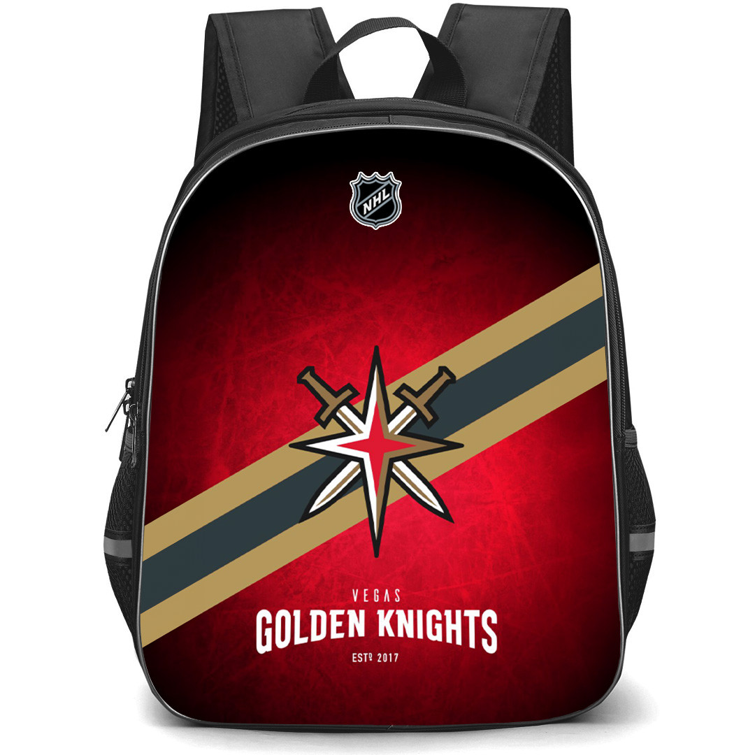 NHL Vegas Golden Knights Backpack StudentPack - Team 2017 Logo Stripe On Red Background