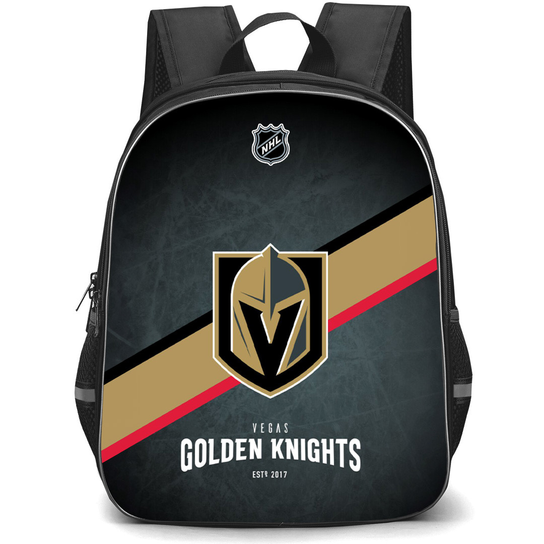 NHL Vegas Golden Knights Backpack StudentPack - Team Logo Stripe On Black Background