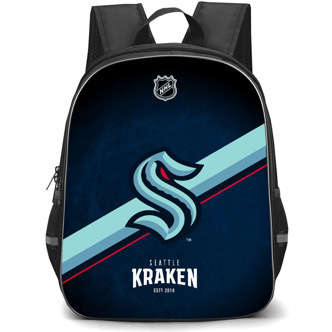 NHL Seattle Kraken Backpack StudentPack - Team Logo Stripe On Blue Background