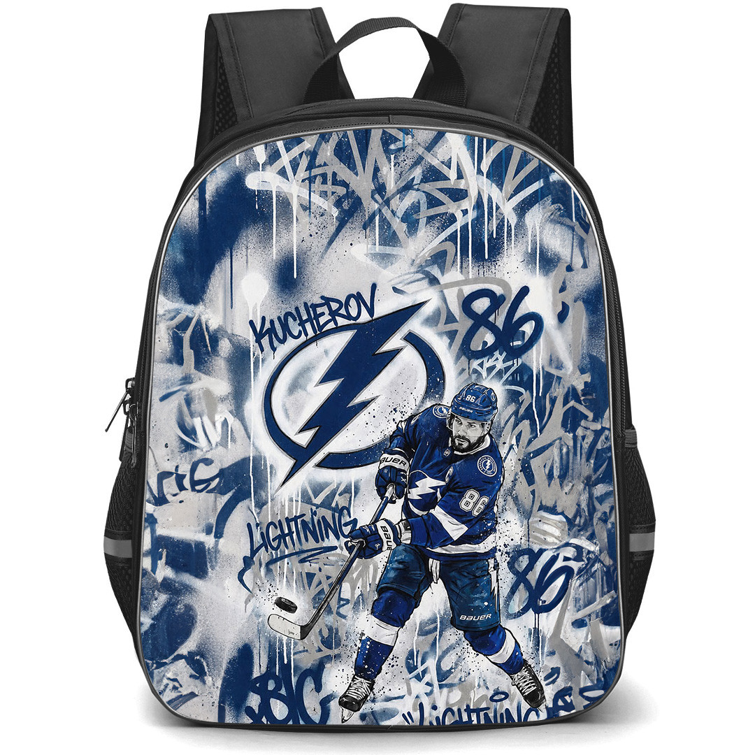 NHL Nikita Kucherov Backpack School Bag StudentPack - Nikita Kucherov Tampa Bay Lightning Blue Graffiti Poster
