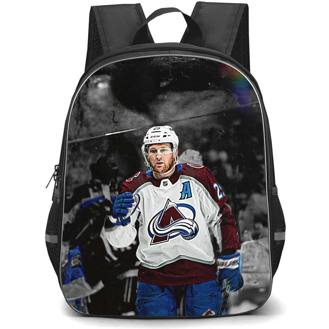 NHL Nathan MacKinnon Backpack School Bag StudentPack - Nathan MacKinnon Colorado Avalanche Cinematic Ice Warrior Poster