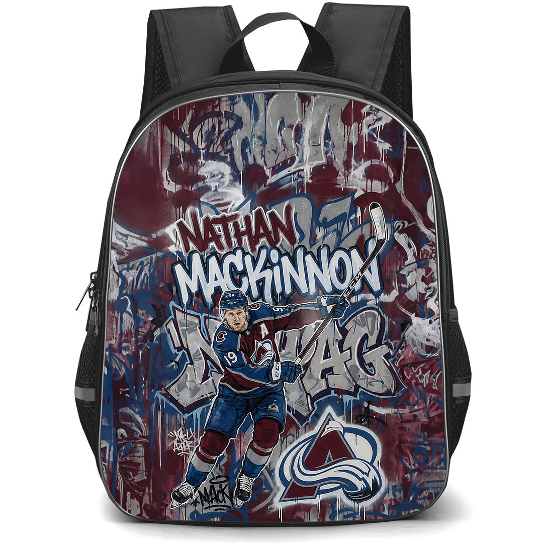 NHL Nathan MacKinnon Backpack School Bag StudentPack - Nathan MacKinnon Colorado Avalanche Graffiti Street Art Poster