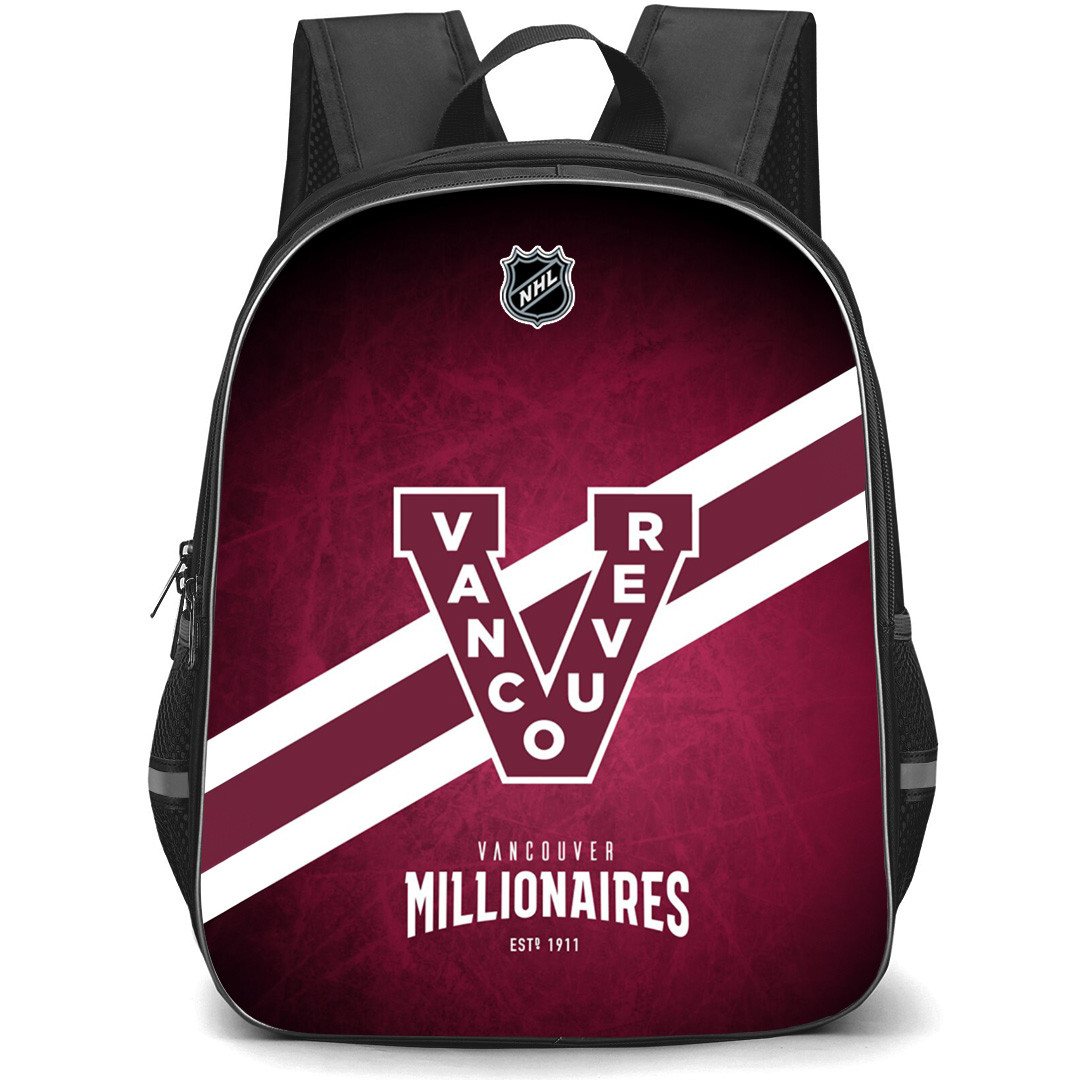 NHL Vancouver Millionaires Backpack StudentPack - Team Logo Stripe On Burgundy Background