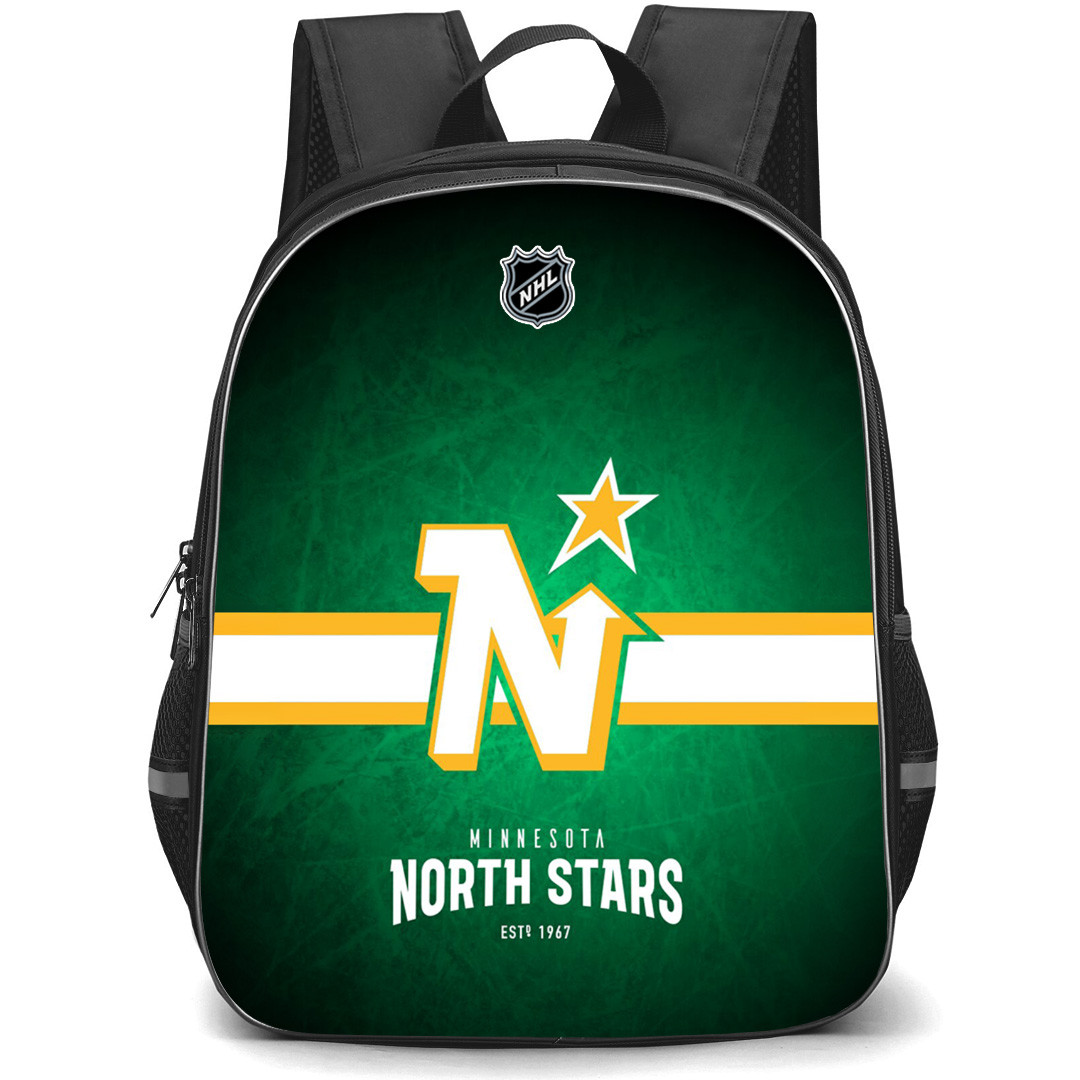NHL Minnesota North Stars Backpack StudentPack - Team Logo Stripe On Green Background