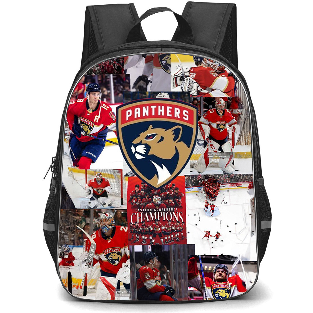 NHL Florida Panthers Backpack School Bag StudentPack - Florida Panthers Collage Art with Logo in Center