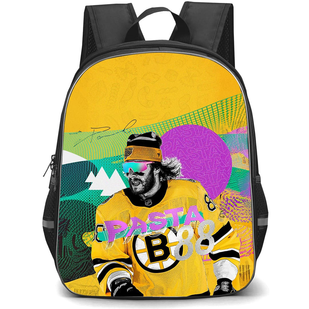 NHL David Pastrnak Backpack School Bag StudentPack - David Pastrnak 88 Boston Bruins Retro Pop Art Poster
