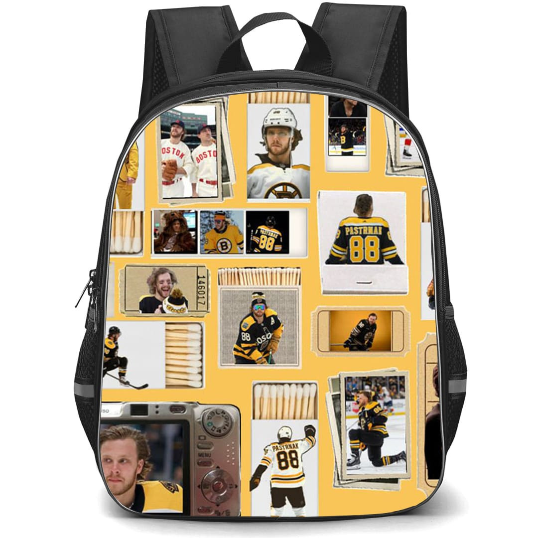 NHL David Pastrnak Backpack School Bag StudentPack - David Pastrnak Boston Bruins Vintage Moodboard Hockey Poster
