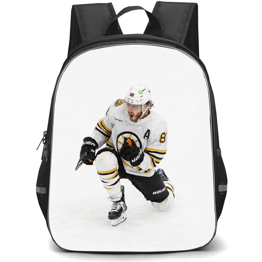 NHL David Pastrnak Backpack School Bag StudentPack - David Pastrnak Boston Bruins White Ice Celebration Poster
