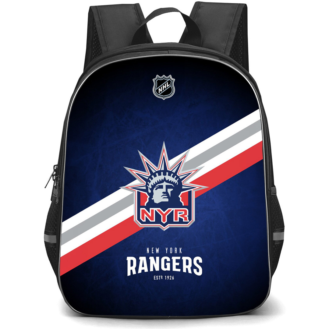 NHL New York Rangers Backpack StudentPack - Team 1996 Logo Stripe On Blue Background