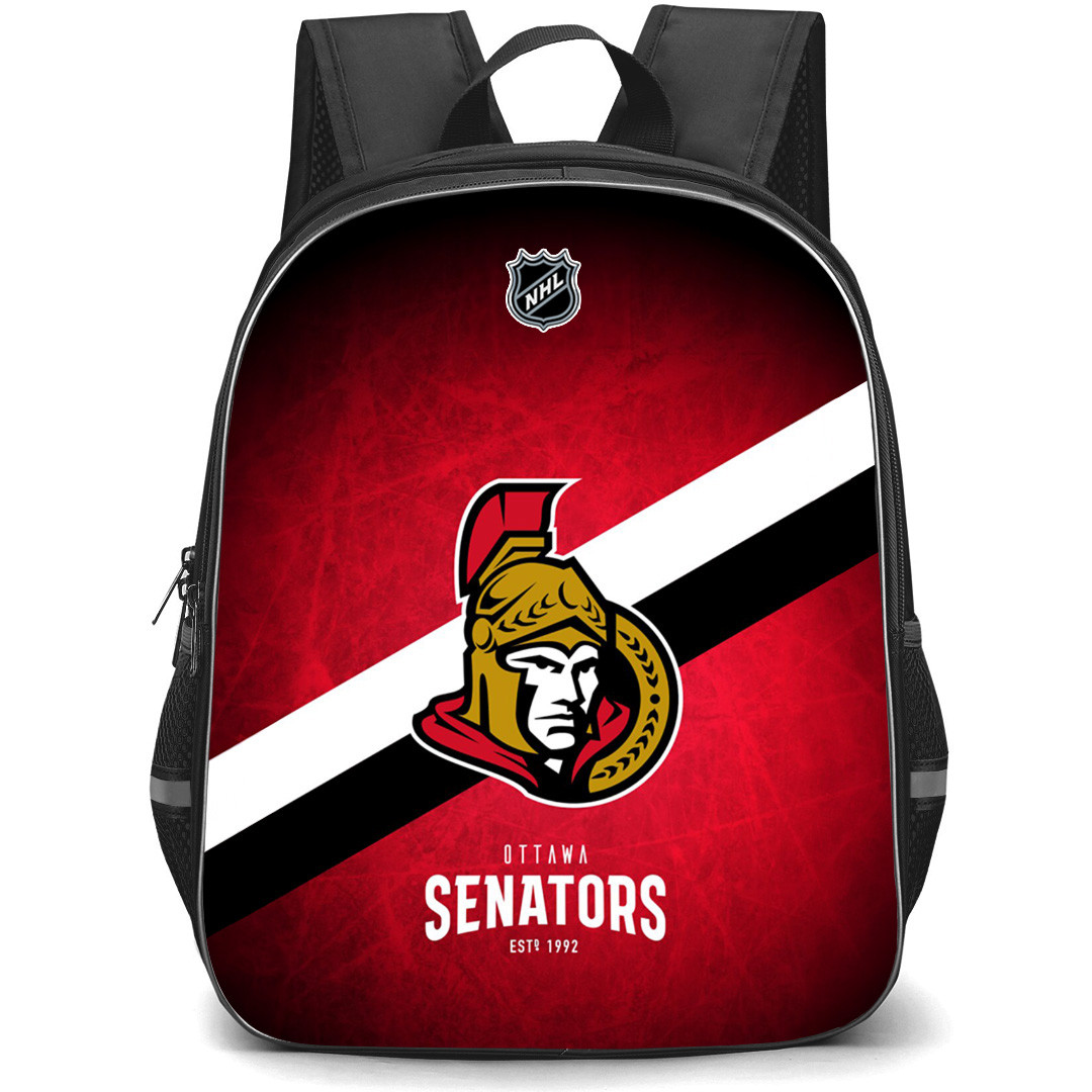 NHL Ottawa Senators Backpack StudentPack - Team 2007 Logo Stripe On Red Background