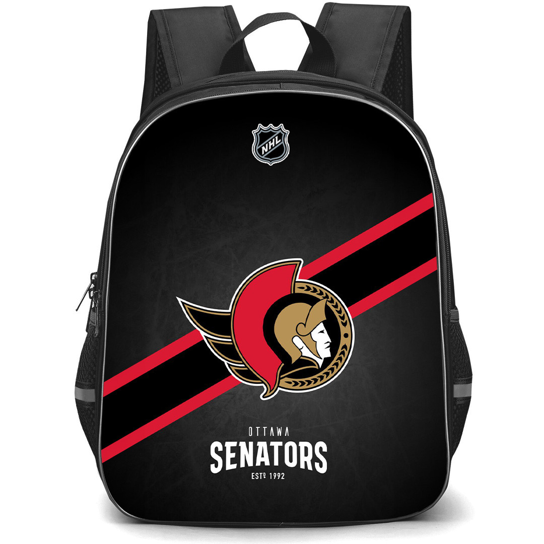 NHL Ottawa Senators Backpack StudentPack - Team Logo Stripe On Black Background