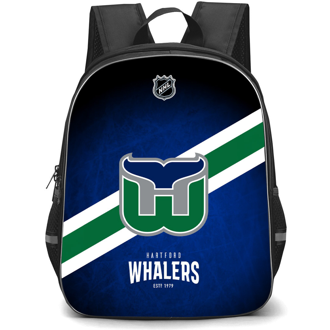 NHL Hartford Whalers Backpack StudentPack - Team Logo Stripe On Blue Background