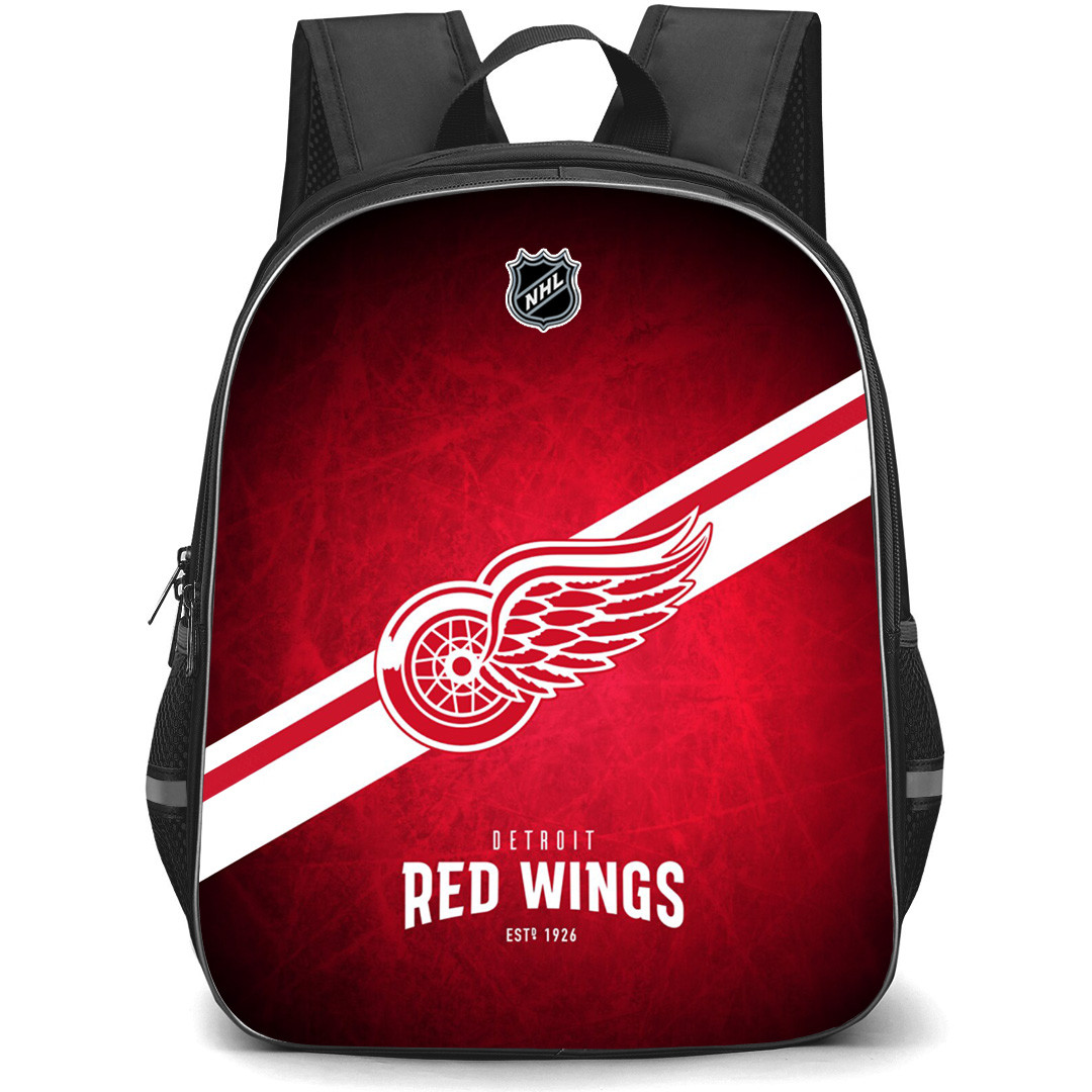 NHL Detroit Red Wings Backpack StudentPack - Team Logo Stripe On Red Background
