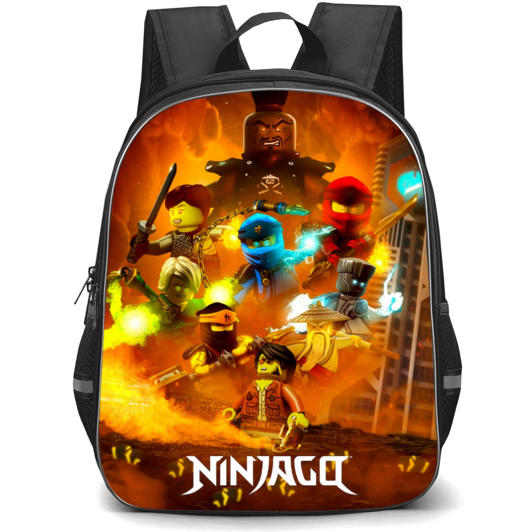Ninjago School Backpack StudentPack - Characters Posing Fire Background