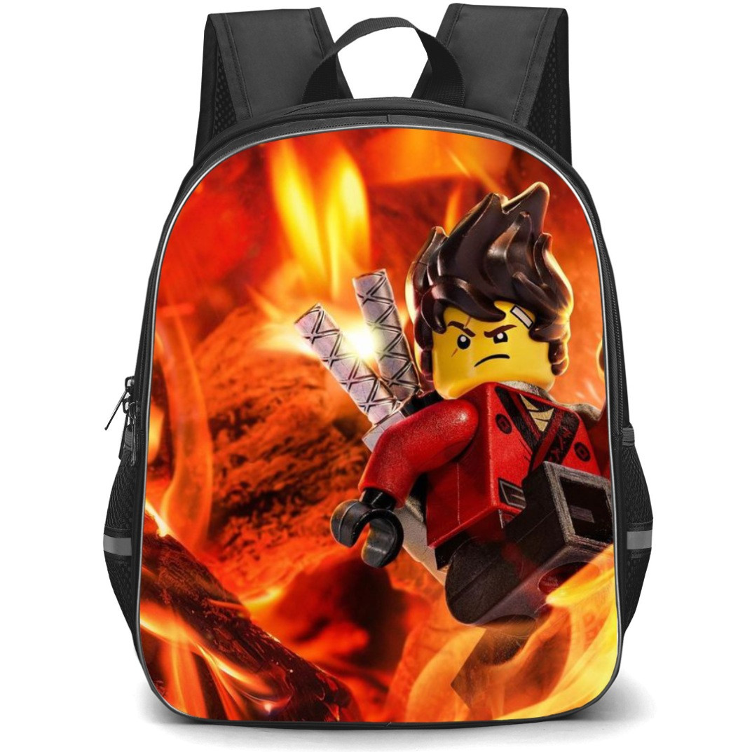 Ninjago Kai School Backpack StudentPack - Kai Illustration Fire Background
