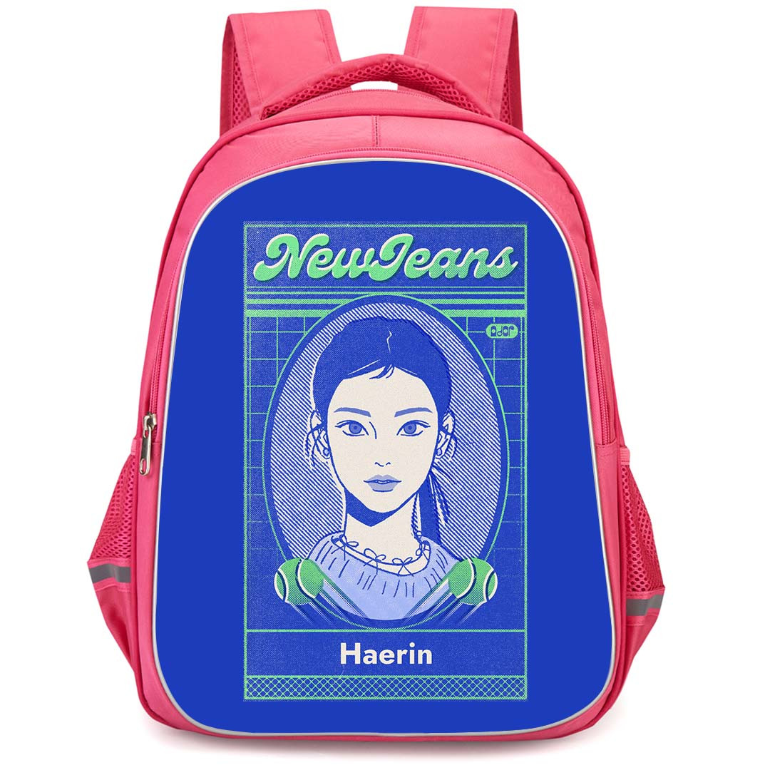 New Jeans Haerin Backpack StudentPack - Haerin ID Car Blue Art Poster