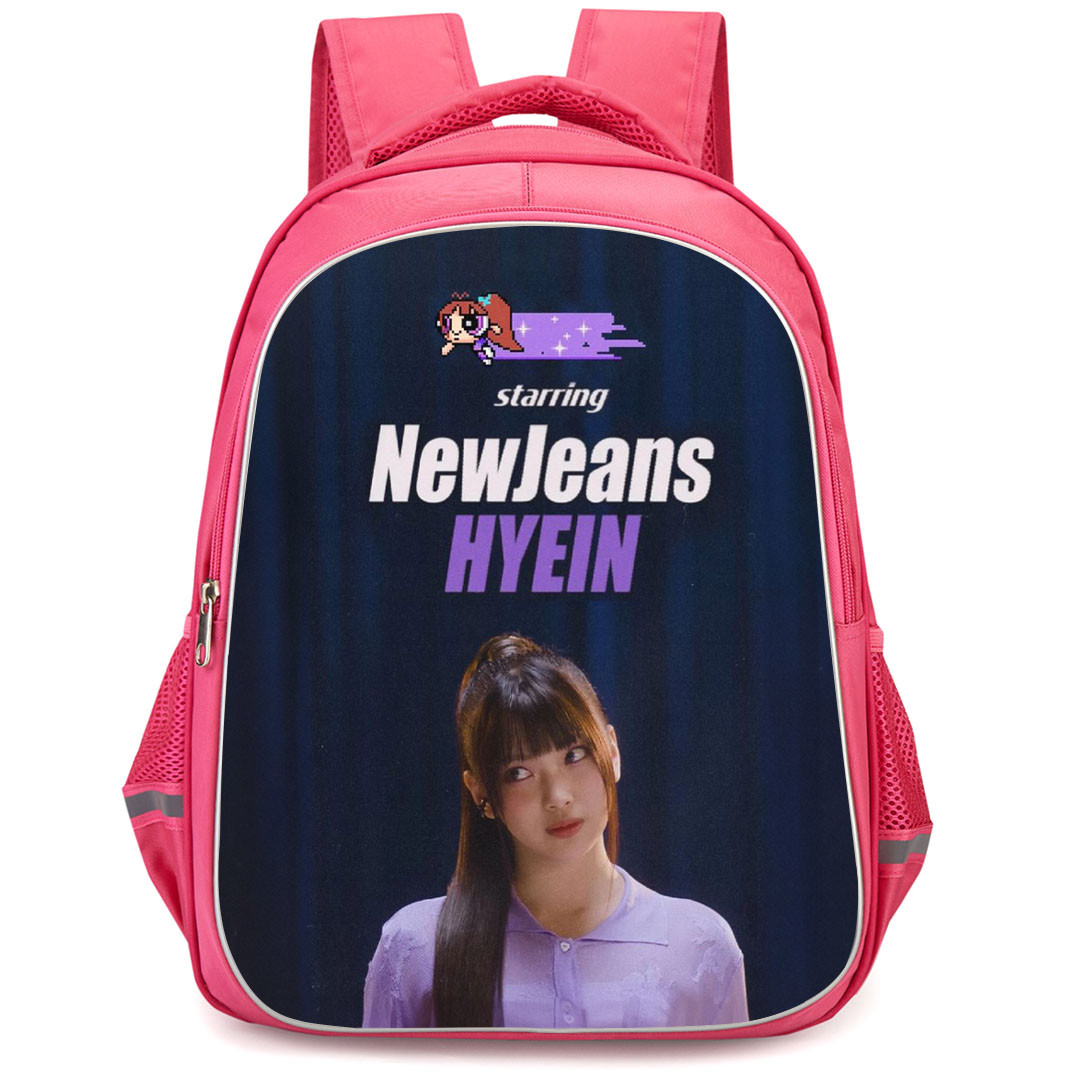 New Jeans Hyein Backpack StudentPack - Hyein Portrait On Blue Background