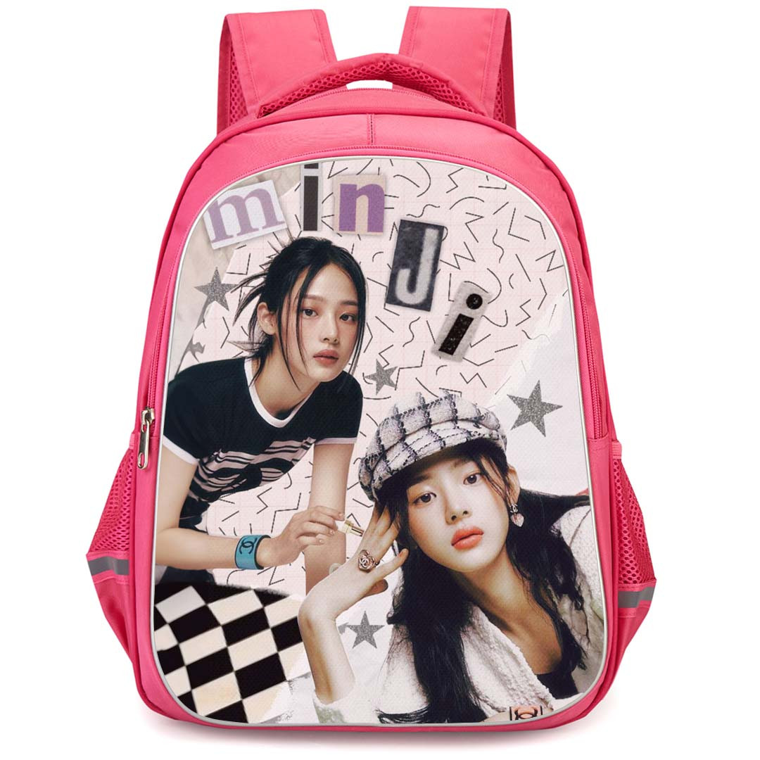 New Jeans Minji Backpack StudentPack - Minji Portrait On Graphic Background