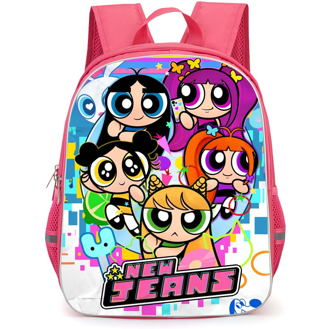 New Jeans Backpack StudentPack - New Jeans Members Portrait In The Powerpuff Girls Poster