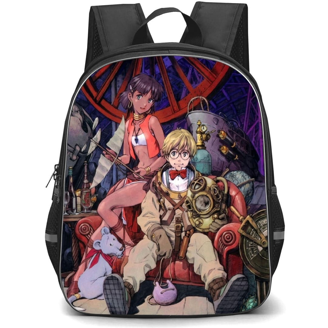 Nadia The Secret of Blue Water Backpack School Bag StudentPack - Jean Roque Raltique And Nadia La Arwall Wearing Suit Portrait