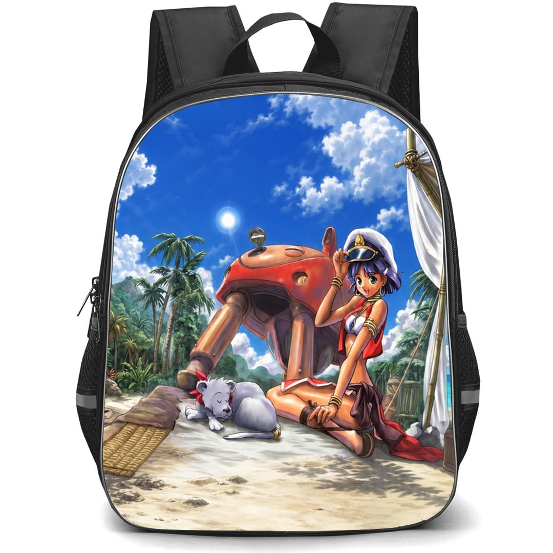 Nadia The Secret of Blue Water Nadia La Arwall Backpack School Bag StudentPack - Nadia La Arwall Sitting Beach Portrait