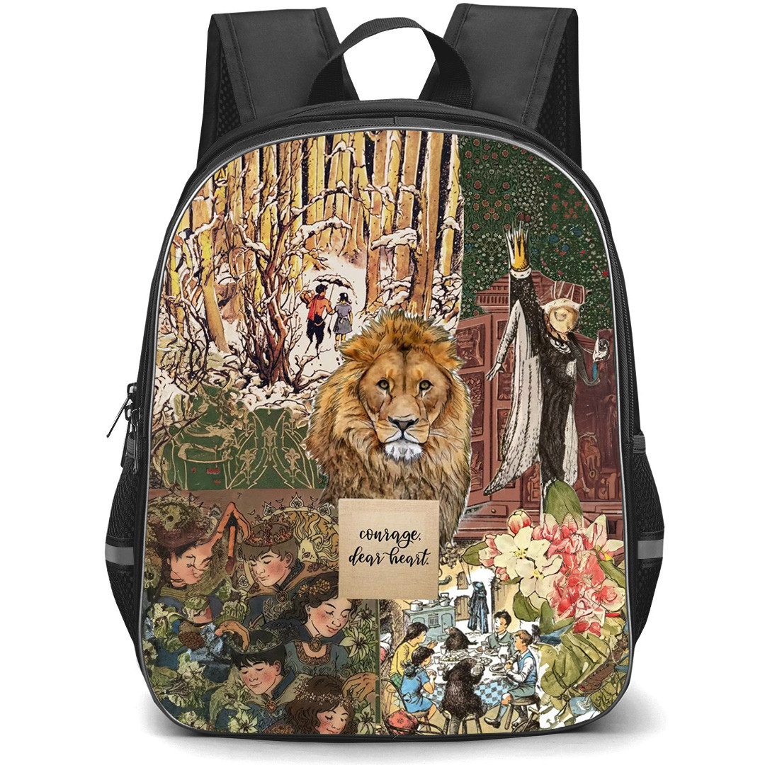 The Chronicles Of Narnia Aslan Backpack School Bag StudentPack - Aslan Courage Dear Heart Collage Poster