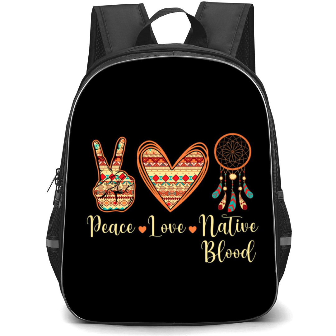 Native American Backpack School Bag StudentPack - Native American Peace Love Native Blood