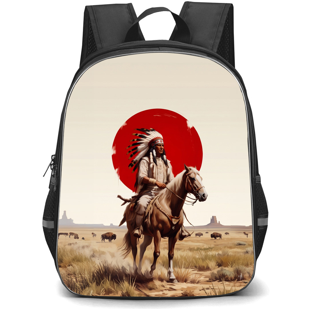 Native American Backpack School Bag StudentPack - Native American Warrior Ride Poster