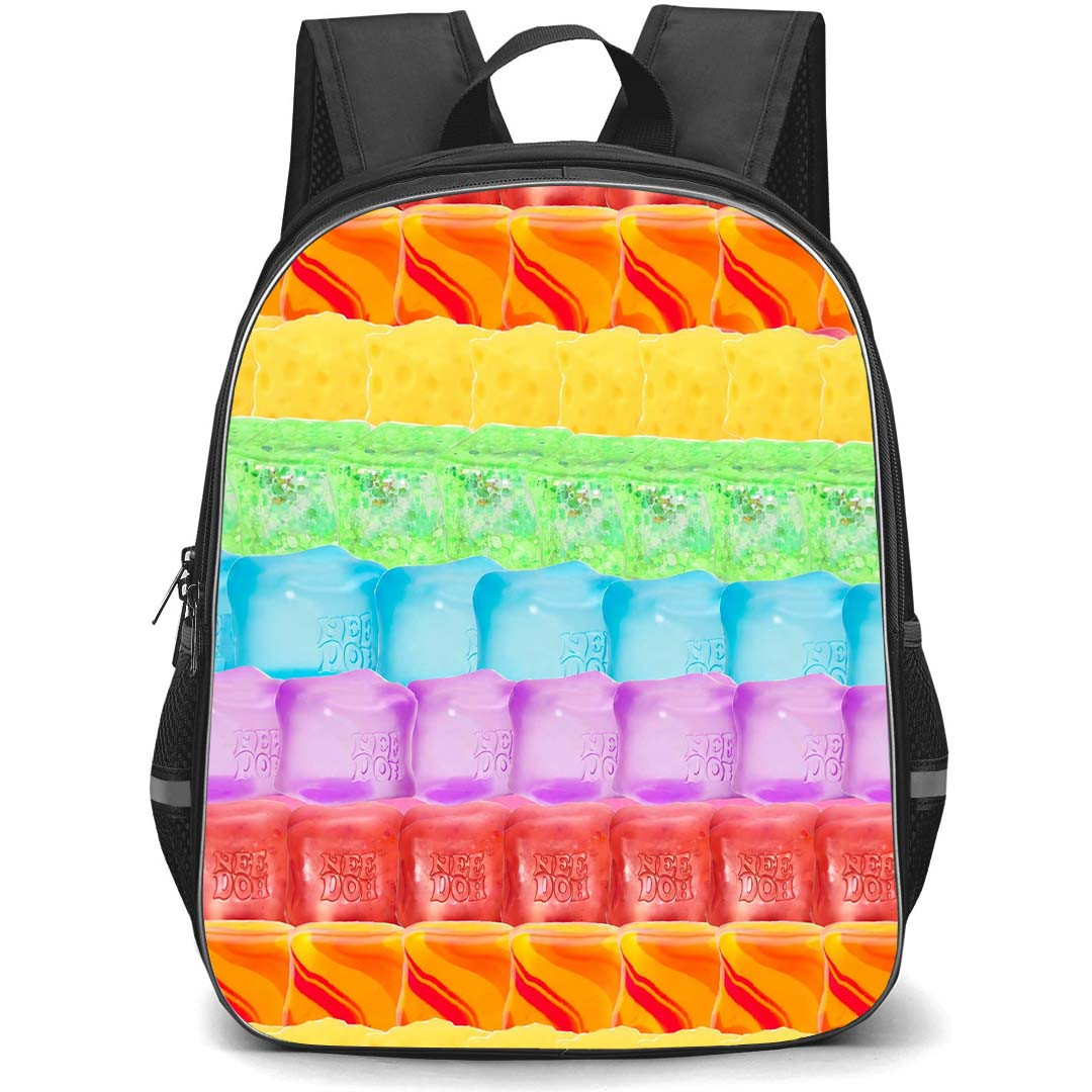 NeeDoh Backpack School Bag StudentPack - NeeDoh Rainbow Squishy Cube Pattern Poster