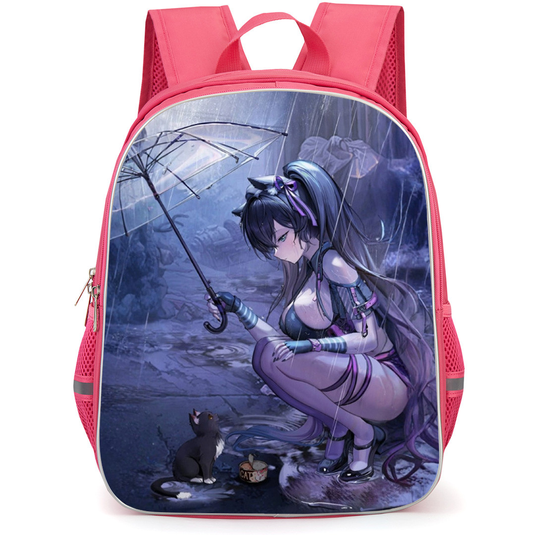 Goddess of Victory Nikke Nero Backpack School Bag StudentPack - Nero Cat Feeding Rain Poster