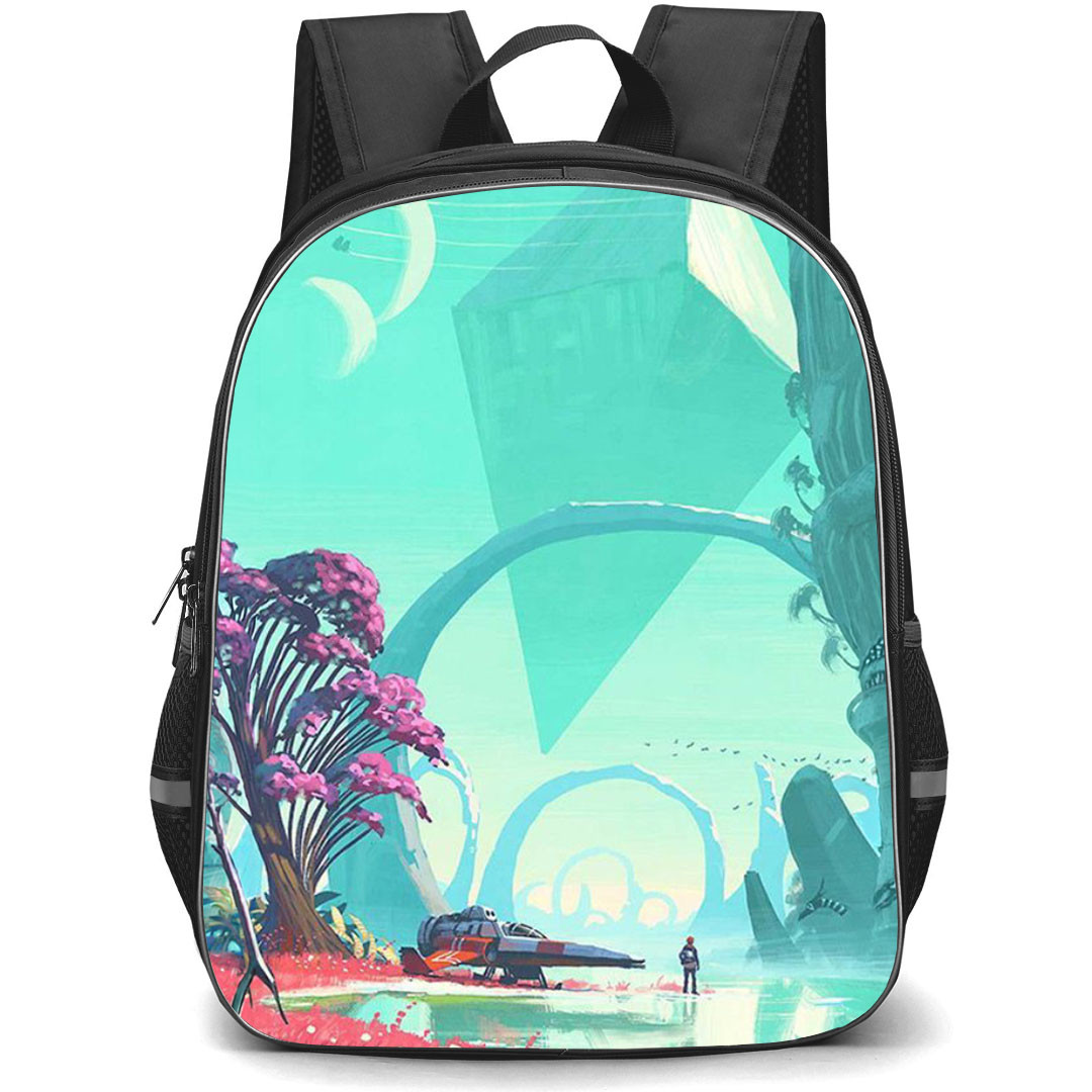 No Man's Sky Backpack School Bag StudentPack - No Man's Sky Pre Launch Illustration Poster