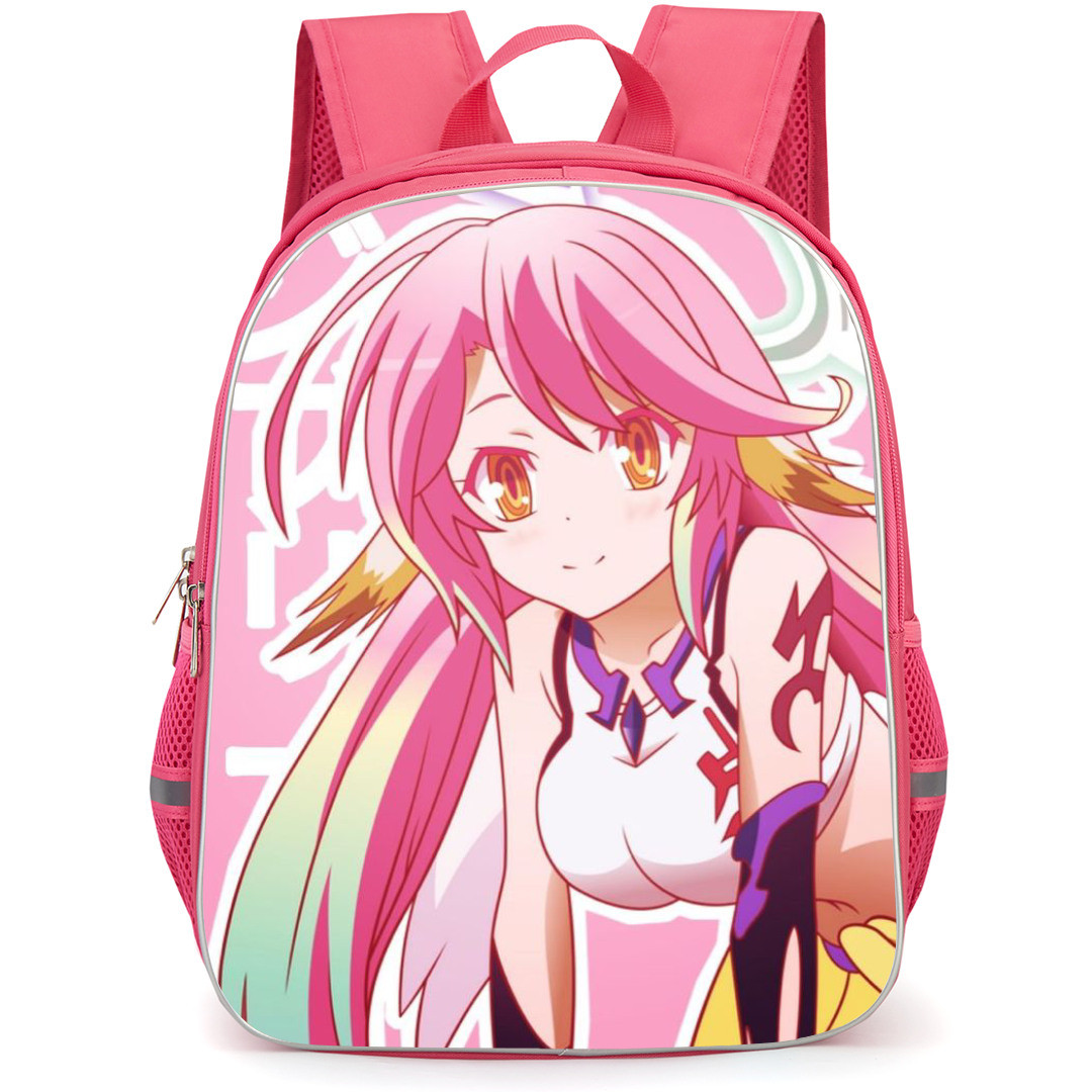 No Game No Life Jibril Backpack StudentPack - Jibril Portrait Illustration Art On Pink Background