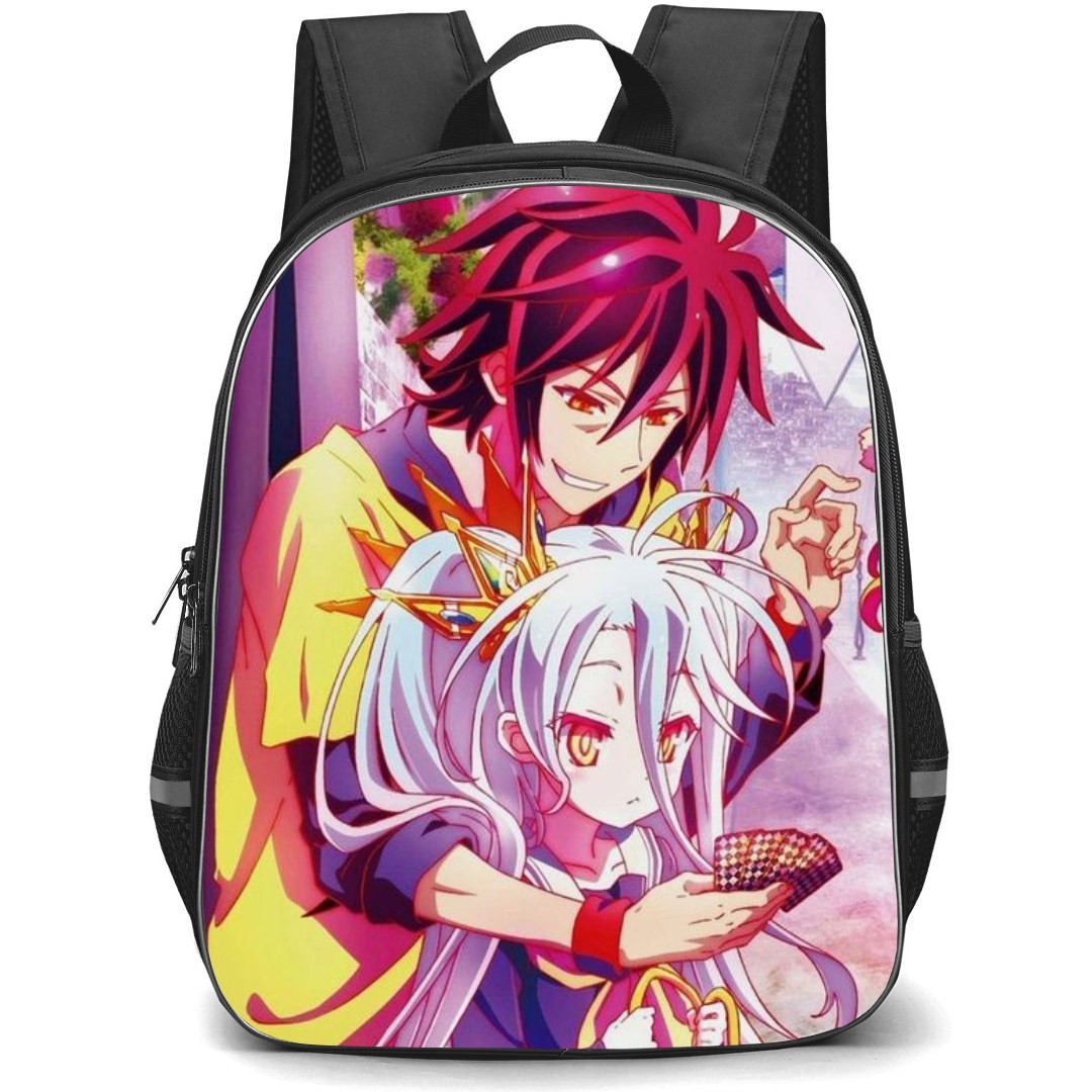 No Game No Life Backpack StudentPack - Sora And Shiro Playing Cards Illustration Art