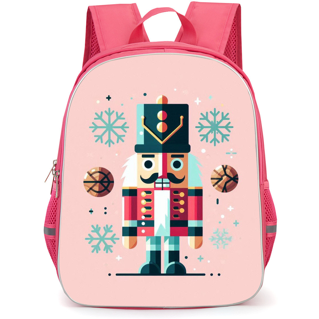 Nutcraker Backpack School Bag StudentPack - Fierce Portrait Vector Art In Pink Background