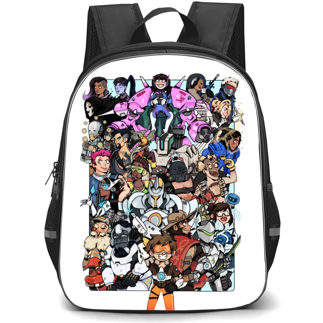 Overwatch Backpack StudentPack - Overwatch Characters Assemble Cartoon Art Sticker