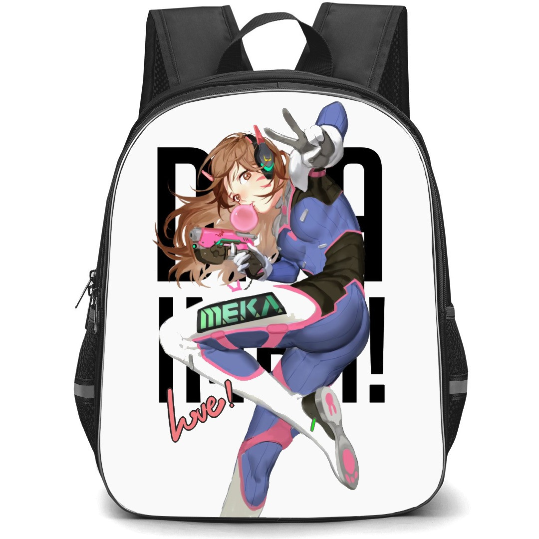 Overwatch D Va Backpack StudentPack - D Va Side Portrait Illustration On White Background