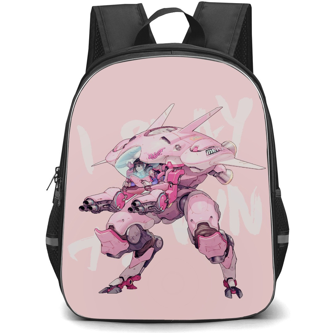 Overwatch D Va Backpack StudentPack - D Va Side Portrait On Pink Background