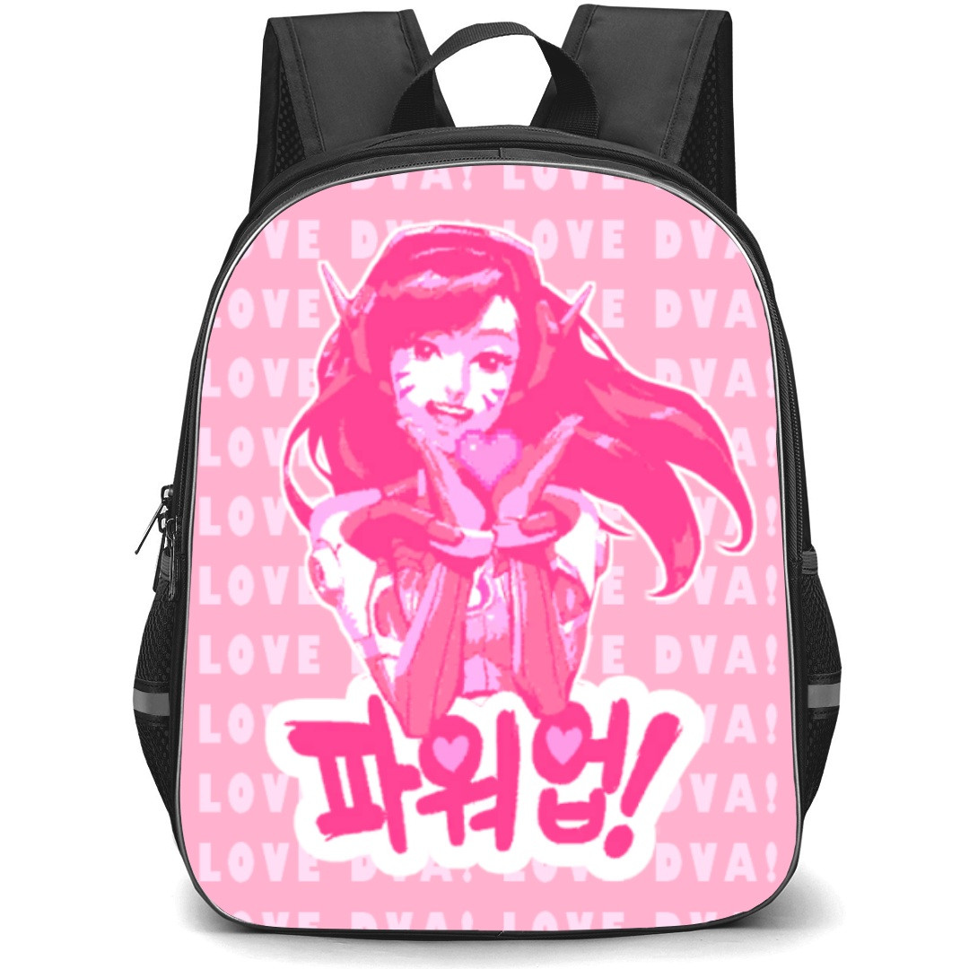 Overwatch D Va Backpack StudentPack - D Va Sticker On Pink Background