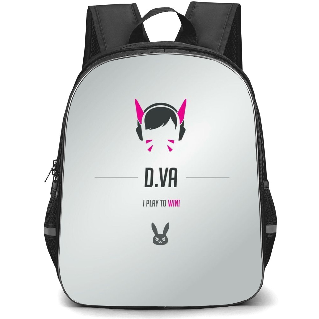 Overwatch D Va Backpack StudentPack - D Va Sympol Minimalist On Silver Background
